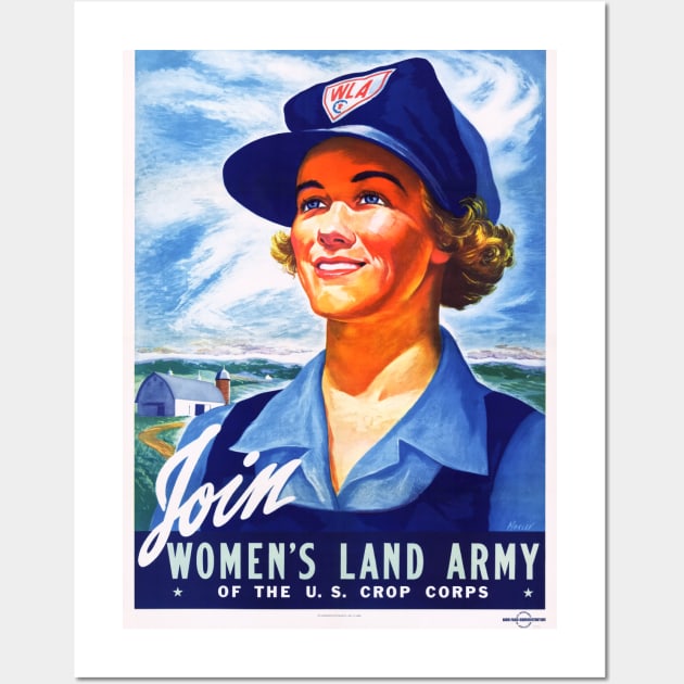 Restored Reproduction of World War II Women's Land Army Recruitment Print Wall Art by vintageposterco